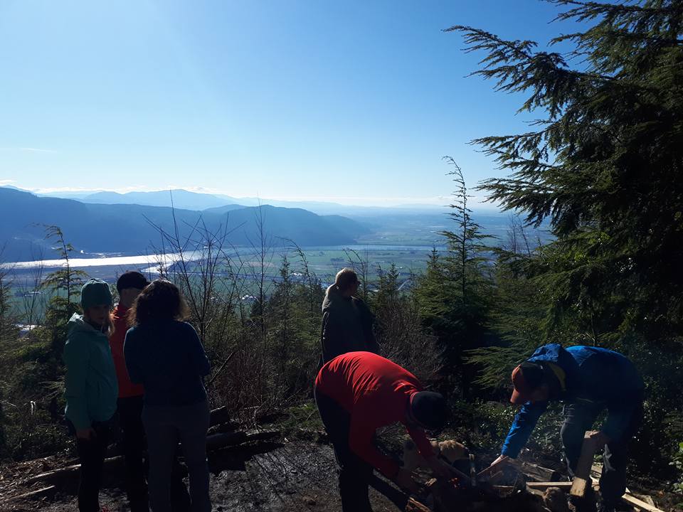 making a fire at the viewpoint 